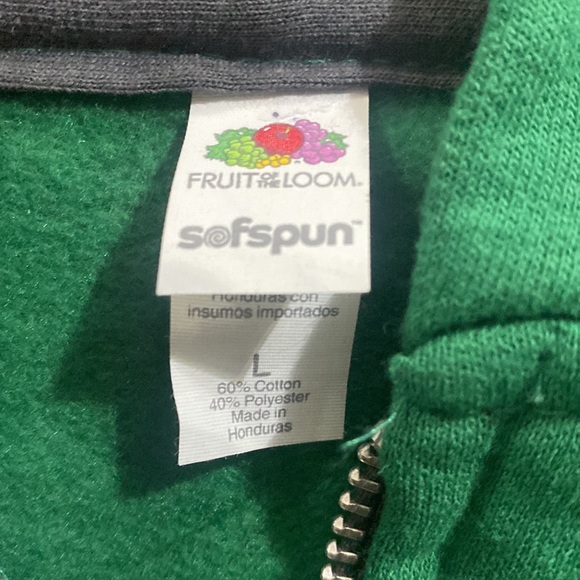 FLAWLESS DIAMOND GREEN ZIP UP HOODIE SWEATER, Size L! DARK GREEN HOODIE! - Picture 2 of 2